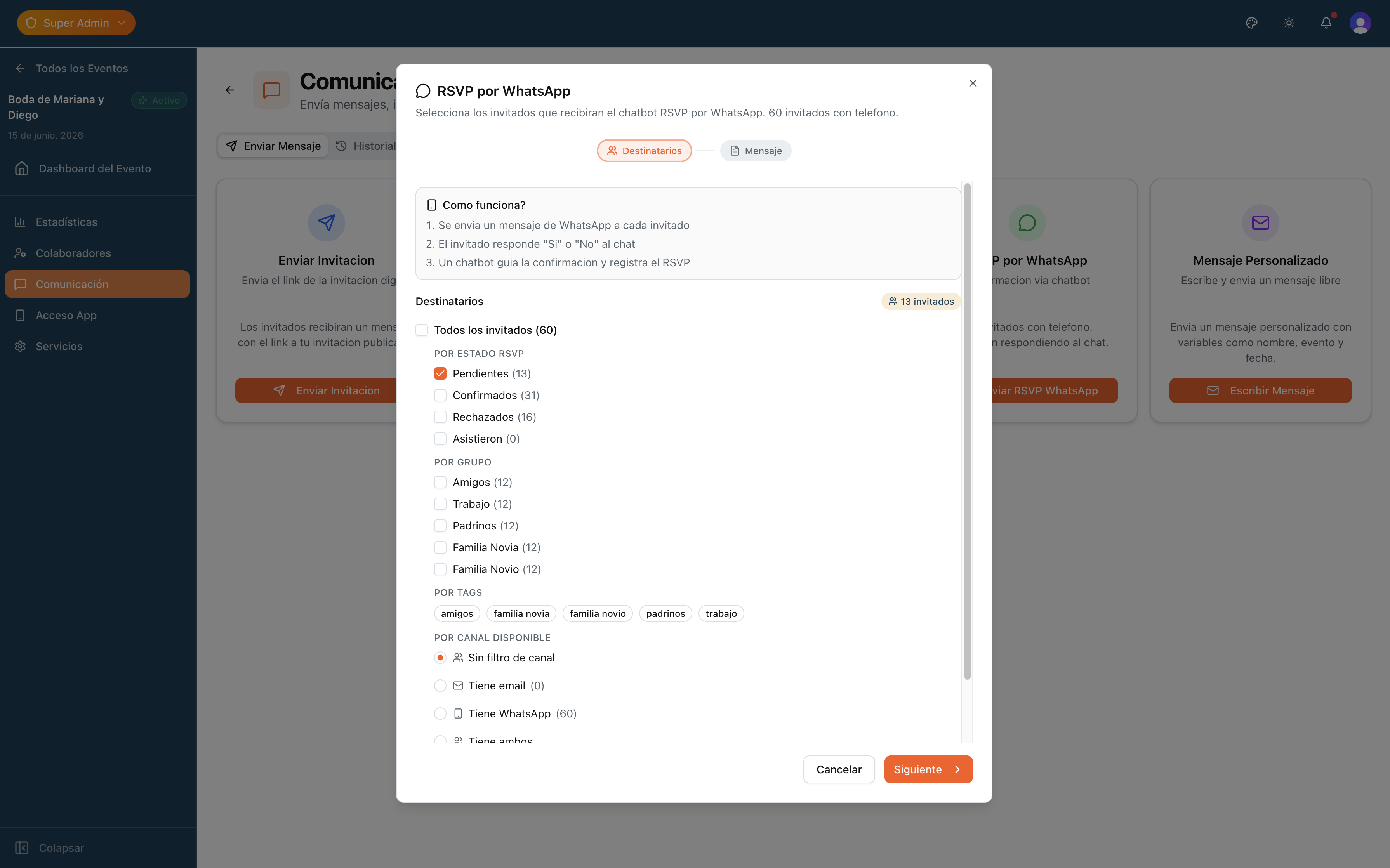 Configuración del chatbot RSVP por WhatsApp en Nvito