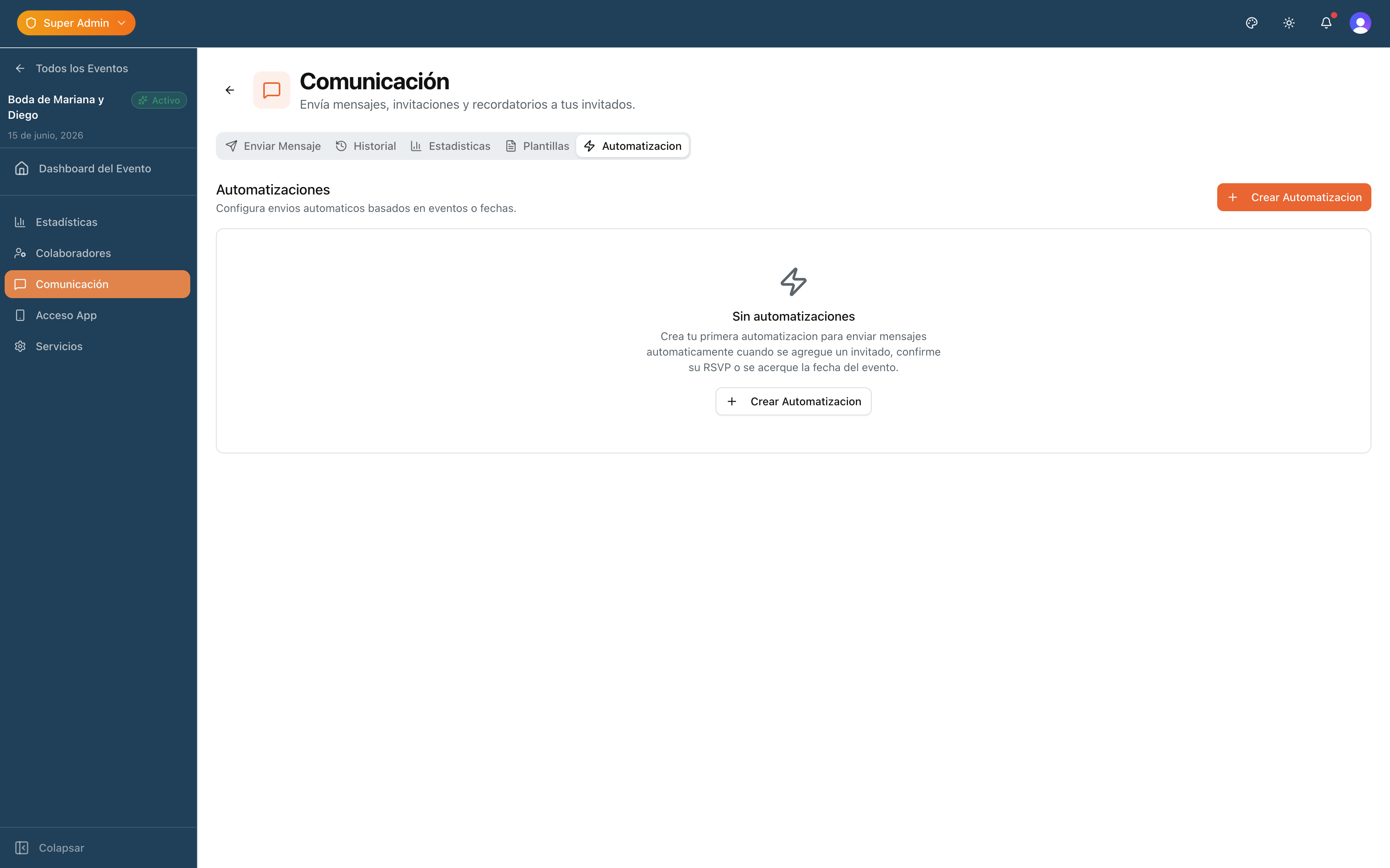 Pantalla de workflows automáticos en Nvito