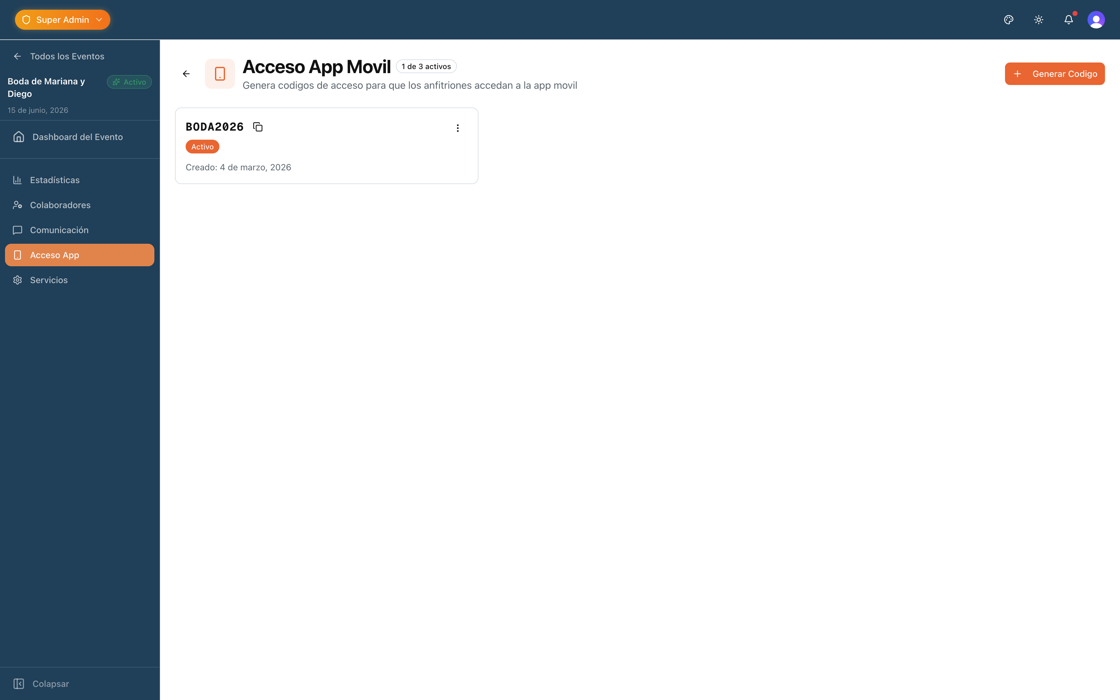 Acceso desde la app movil